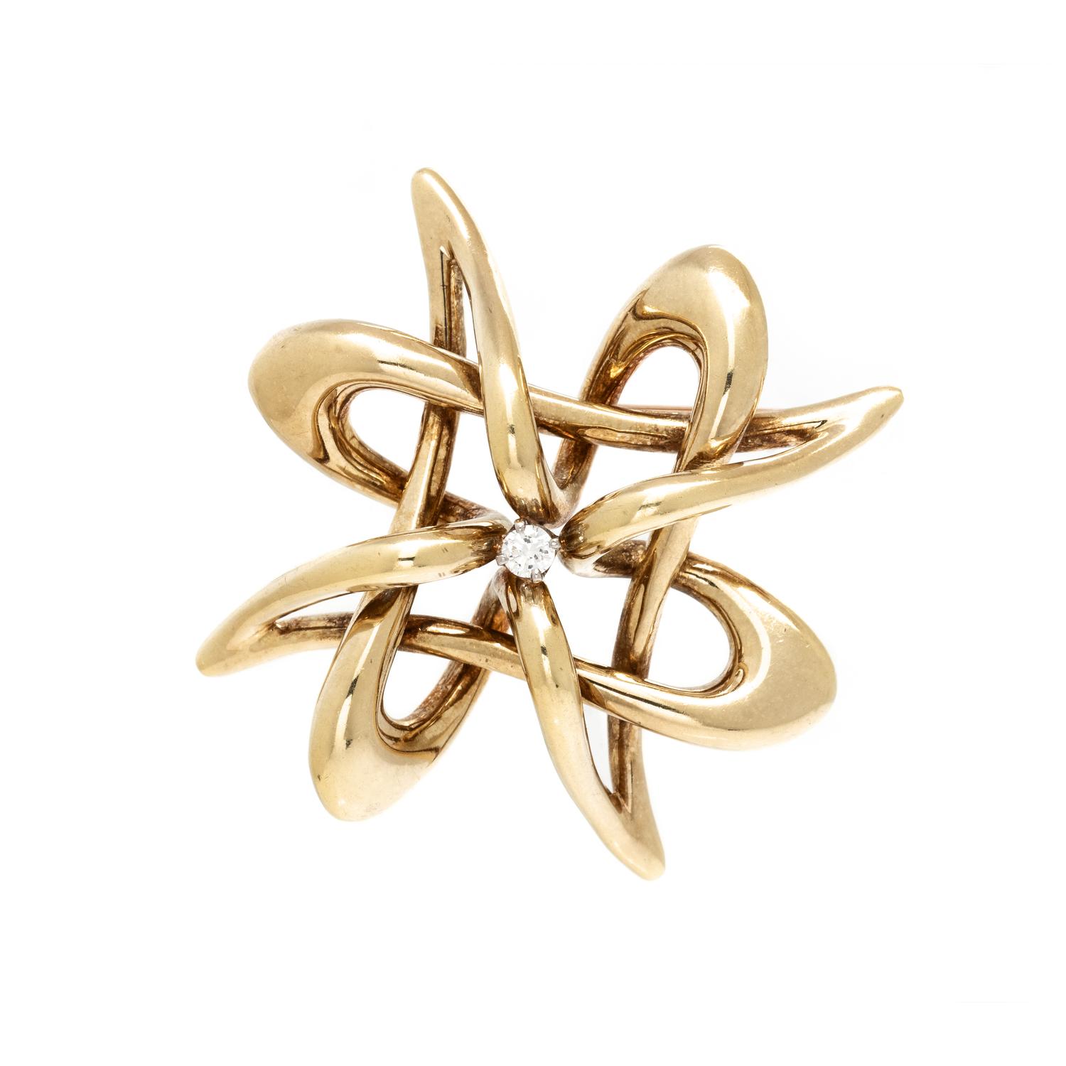 YELLOW GOLD AND DIAMOND PENDANT/BROOCH