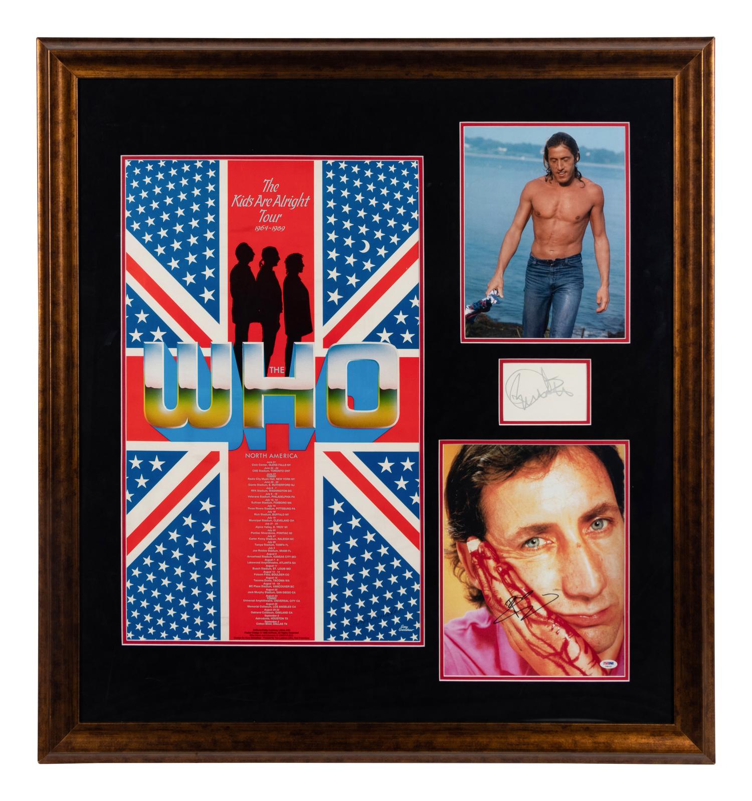 A Roger Daltrey and Pete Townshend Signed Autograph Who Presentation Formerly Displayed at Mike Ditka's Restaurant,
