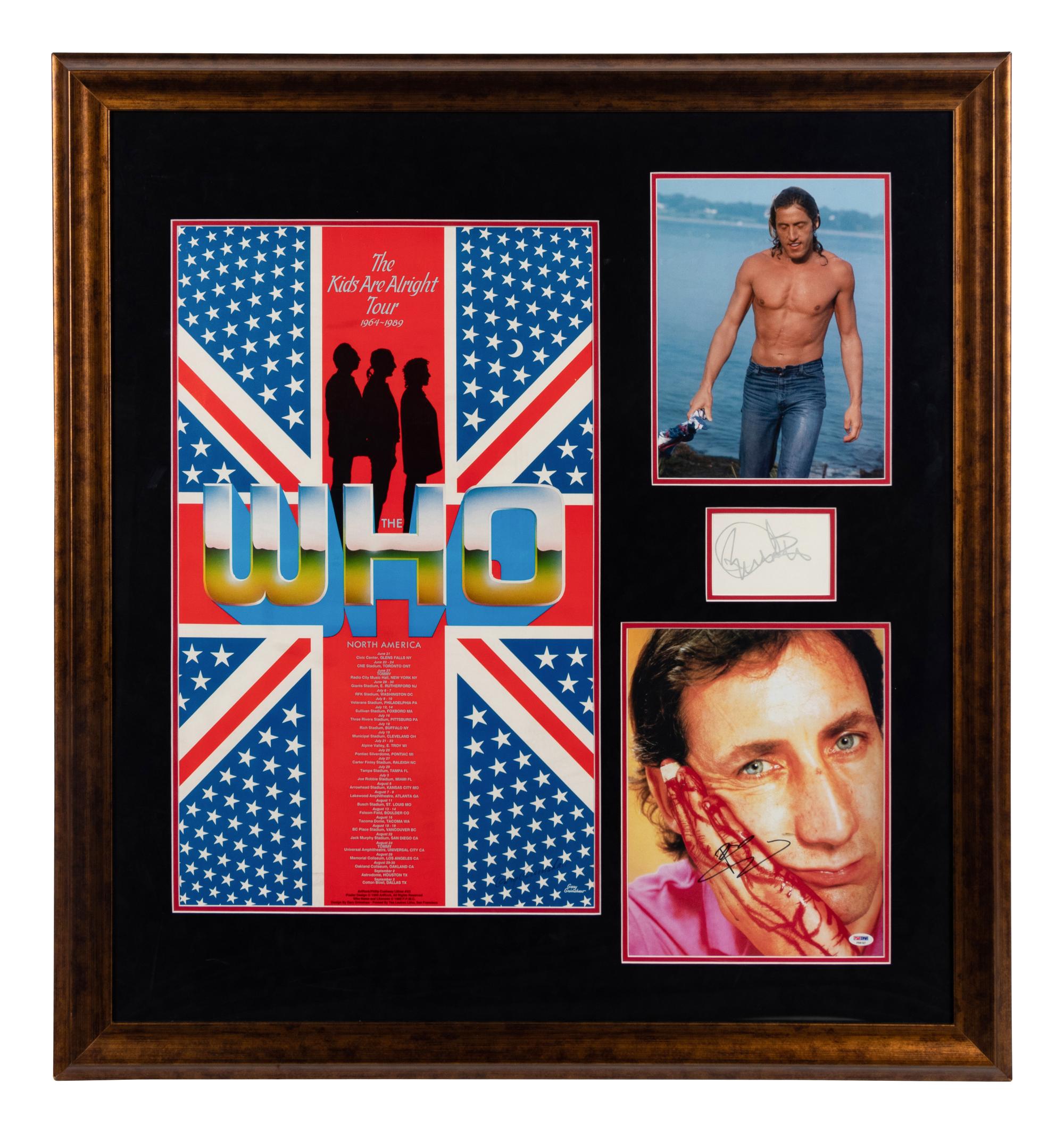 A Roger Daltrey and Pete Townshend Signed Autograph Who Presentation Formerly Displayed at Mike Ditka's Restaurant,