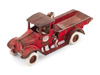 Two Arcade Cast Iron Flat Bed Trucks