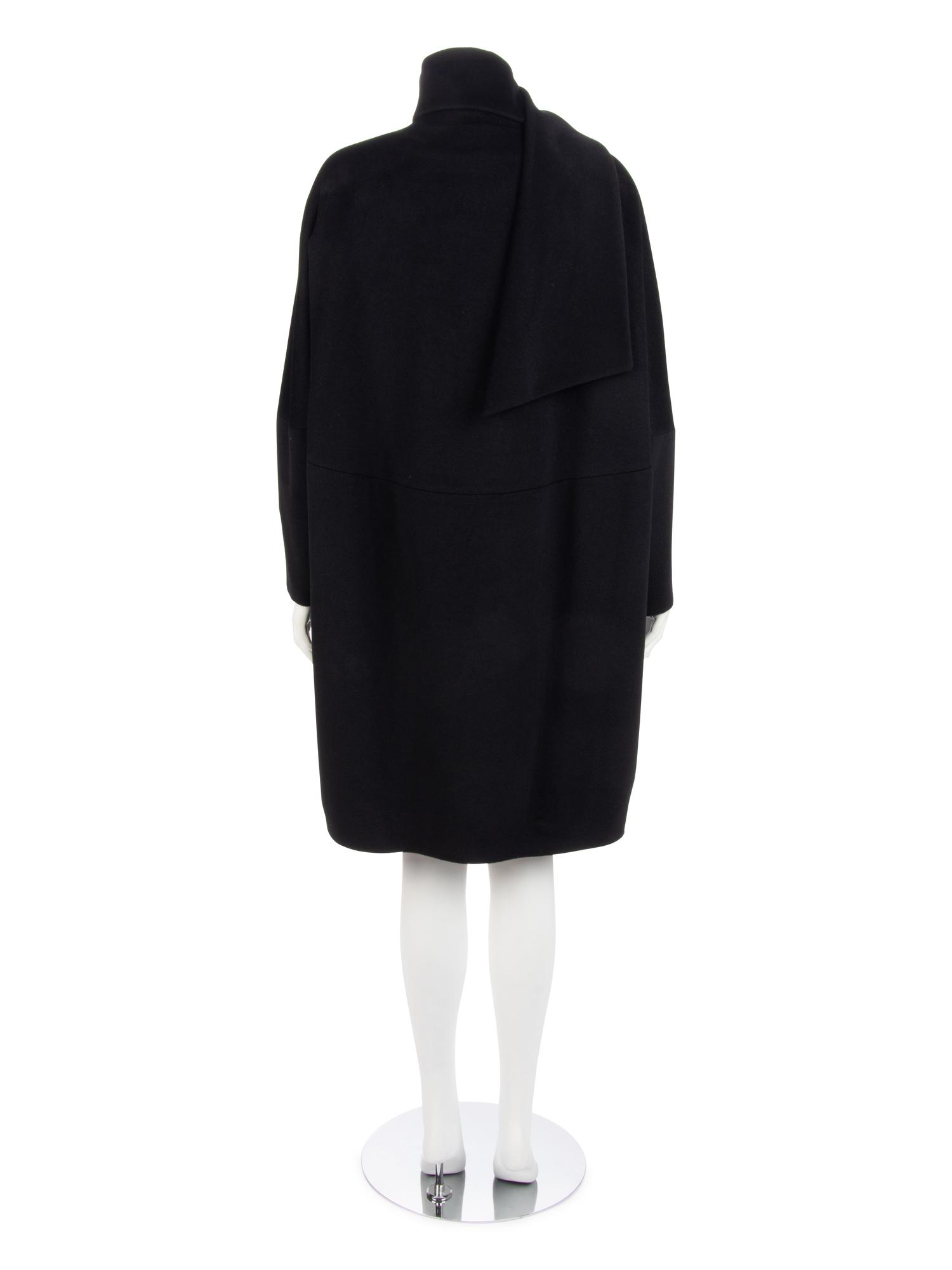 Dejac Black Cashmere Wool Coat with Scarf, 2010s