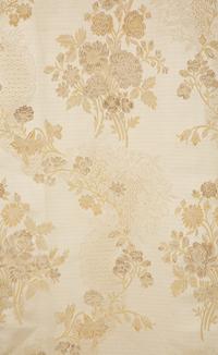 A Group of Four Scalamandré Mont Blanc Silk Lampas Balloon Shades and Drapery Panels