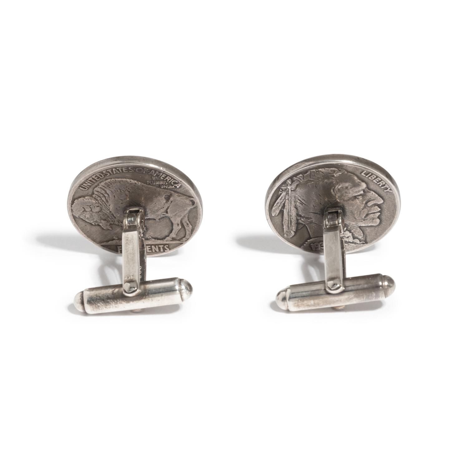 STERLING SILVER BUFFALO NICKEL CUFFLINKS