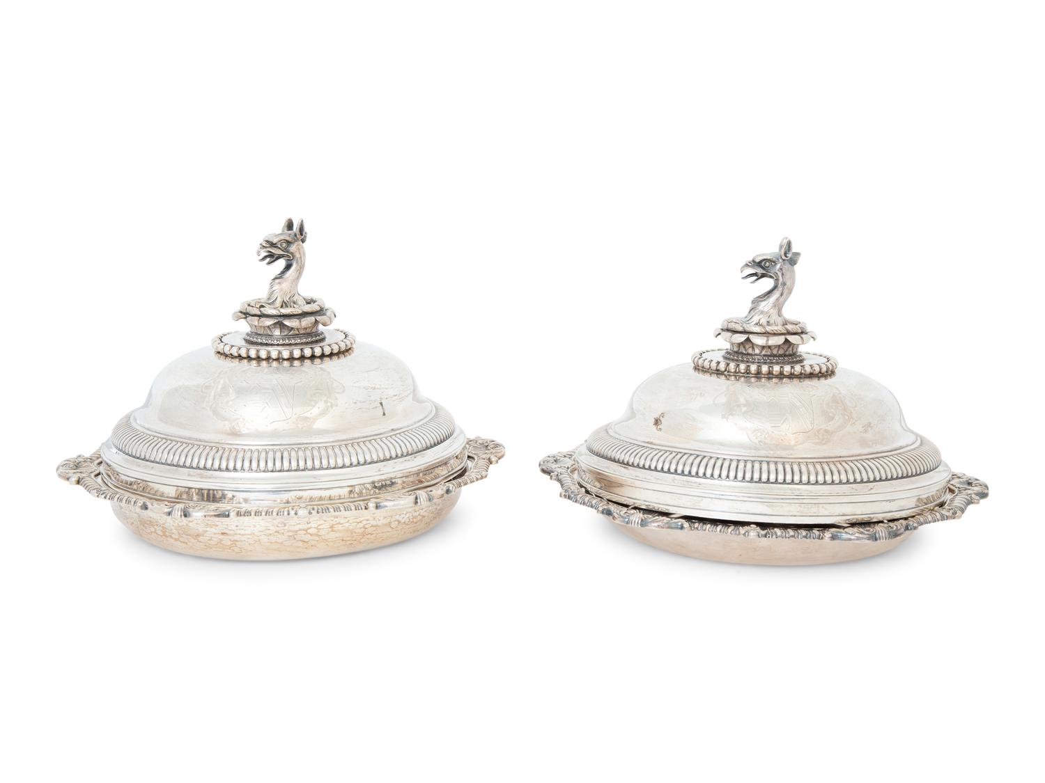 Two George III Silver Covered Entrée Dishes