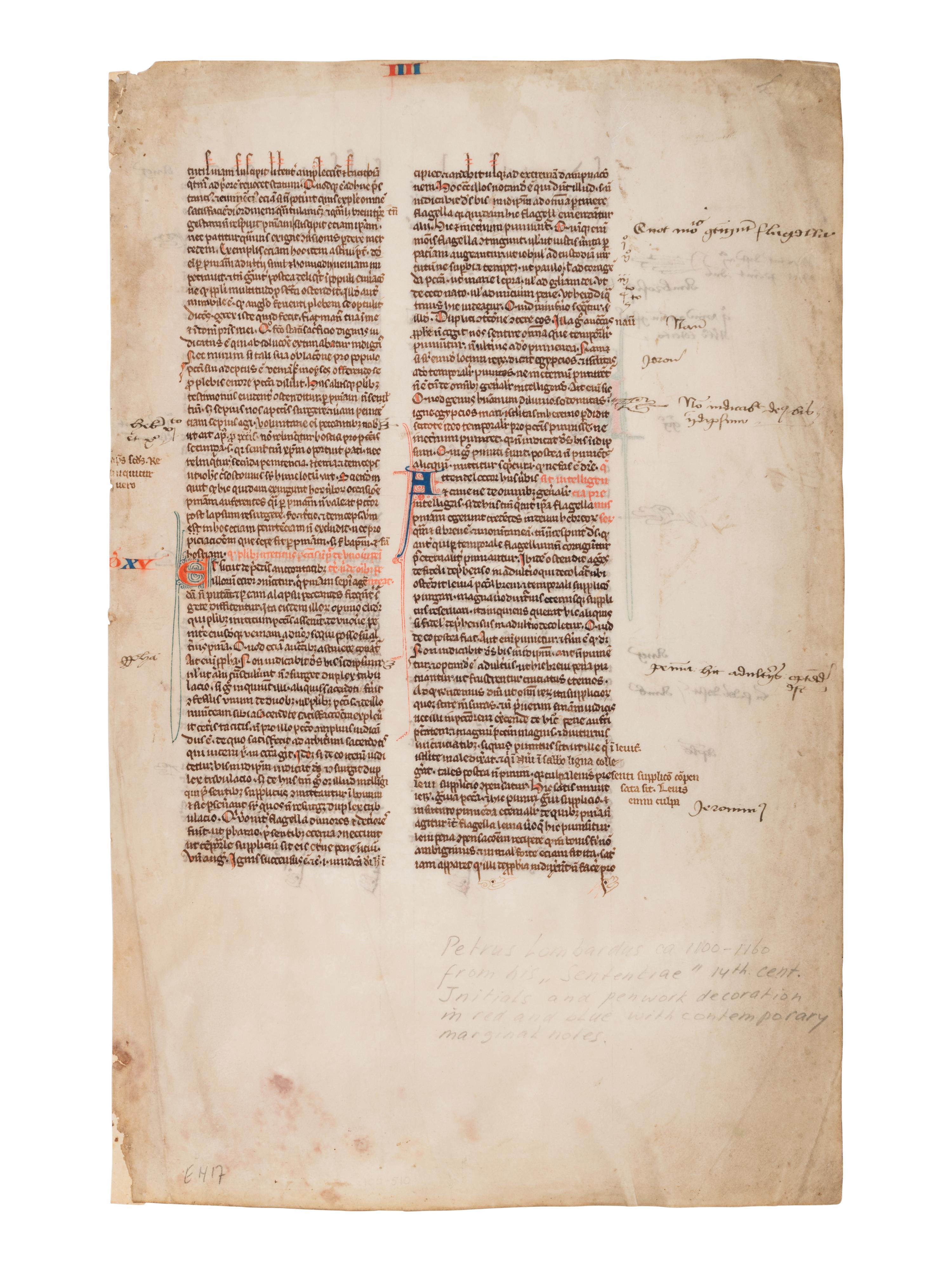 5 remarkable leaves illuminated from the late 13th to the late 15th century in France and England.