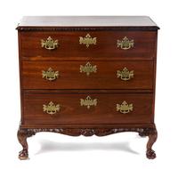 A Chippendale Style Mahogany Chest of Drawers, 19TH CENTURY WITH ALTERATION, Height 36 3/4 x width 37 3/4 x depth 19 3/4 inches. — 19TH CENTURY WITH ALTERATION,