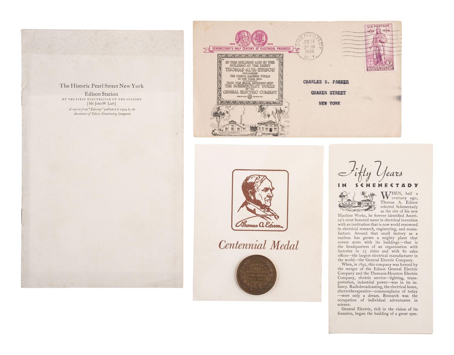 [EDISON, Thomas A. (1847-1931)]. Ephemera assoc. with New York & Edison's electrical innovations.