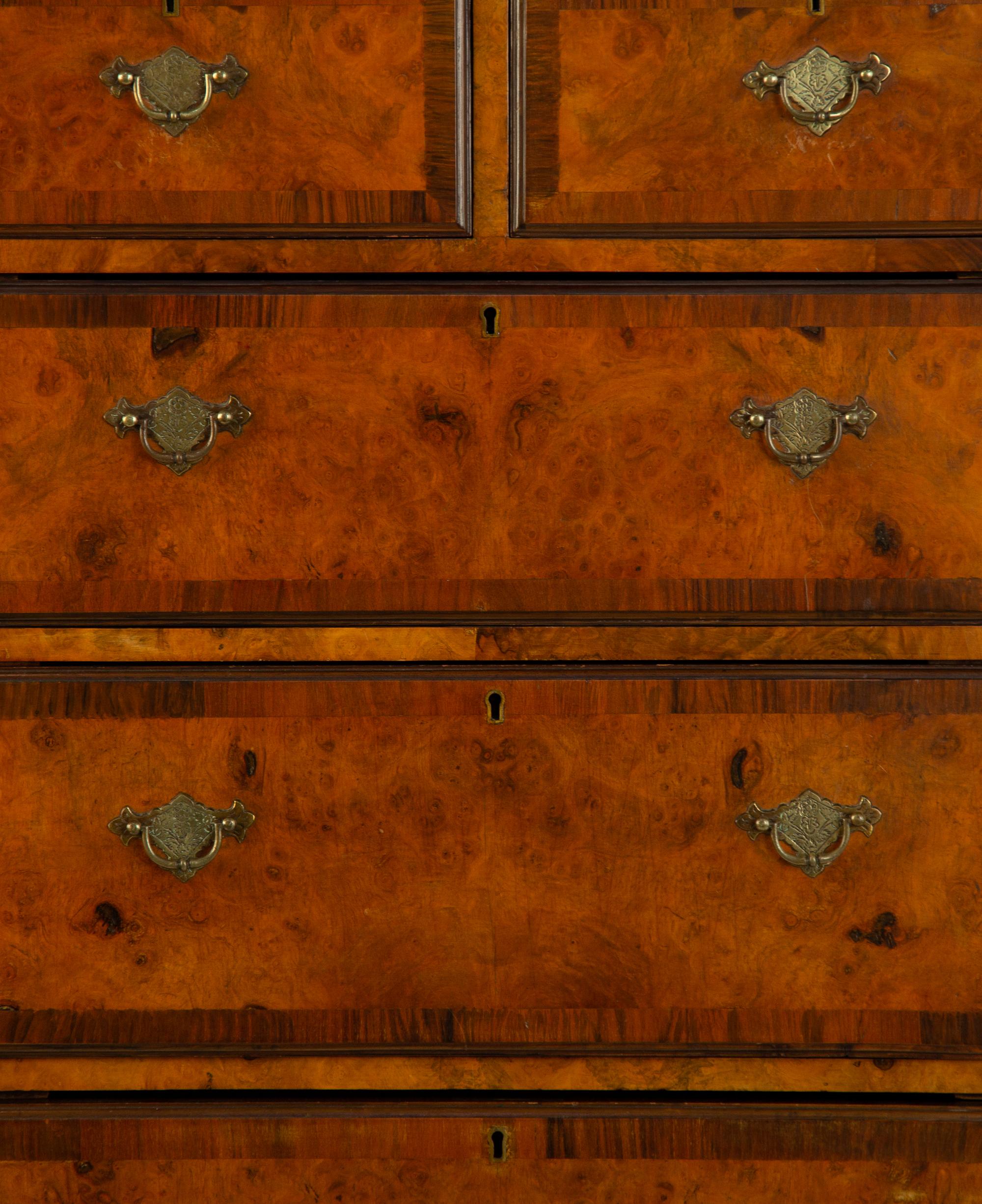 A Queen Anne Style Walnut Flat-Top Chest on Stand