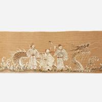 An embroidered panel depicting the eight Daoist Immortals with dragon