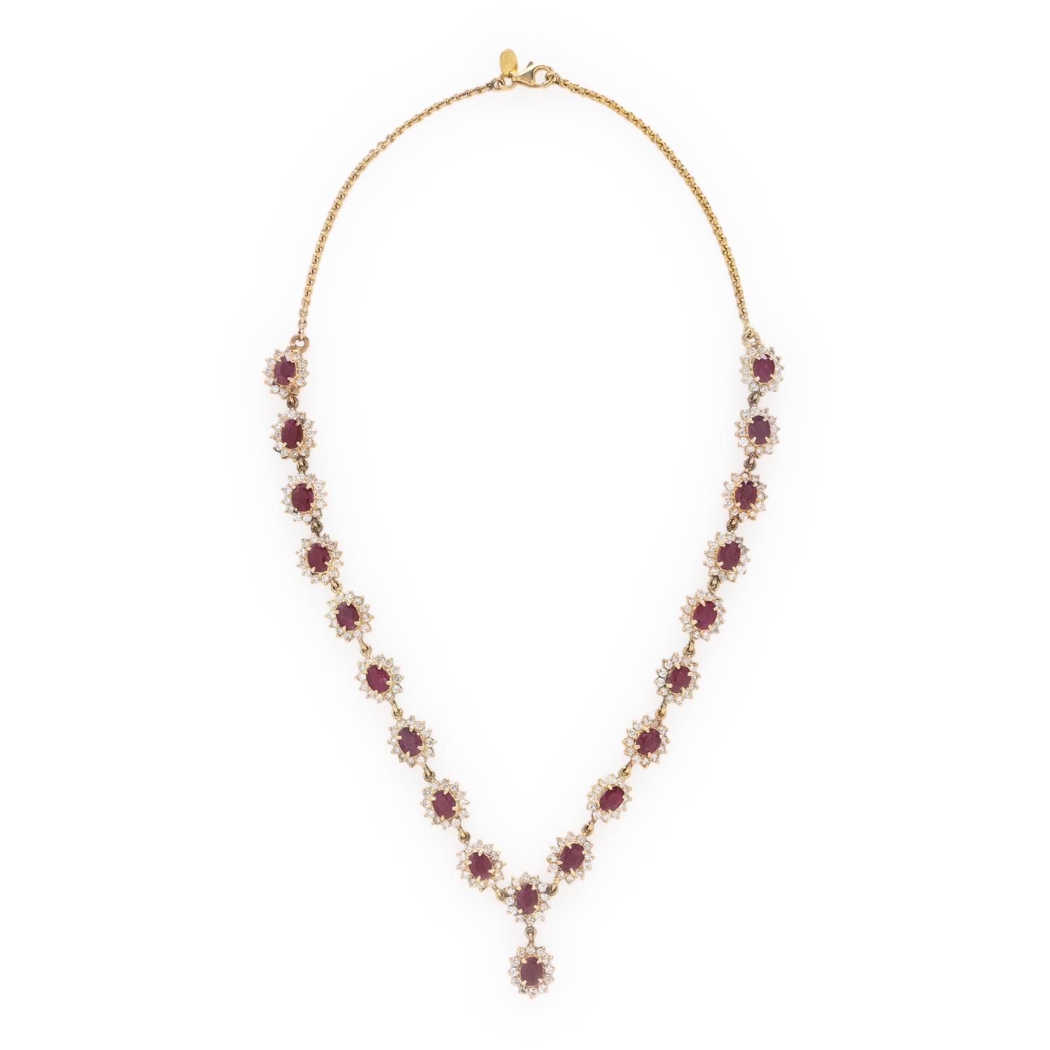 Ruby, Diamond, and Yellow Gold Necklace
