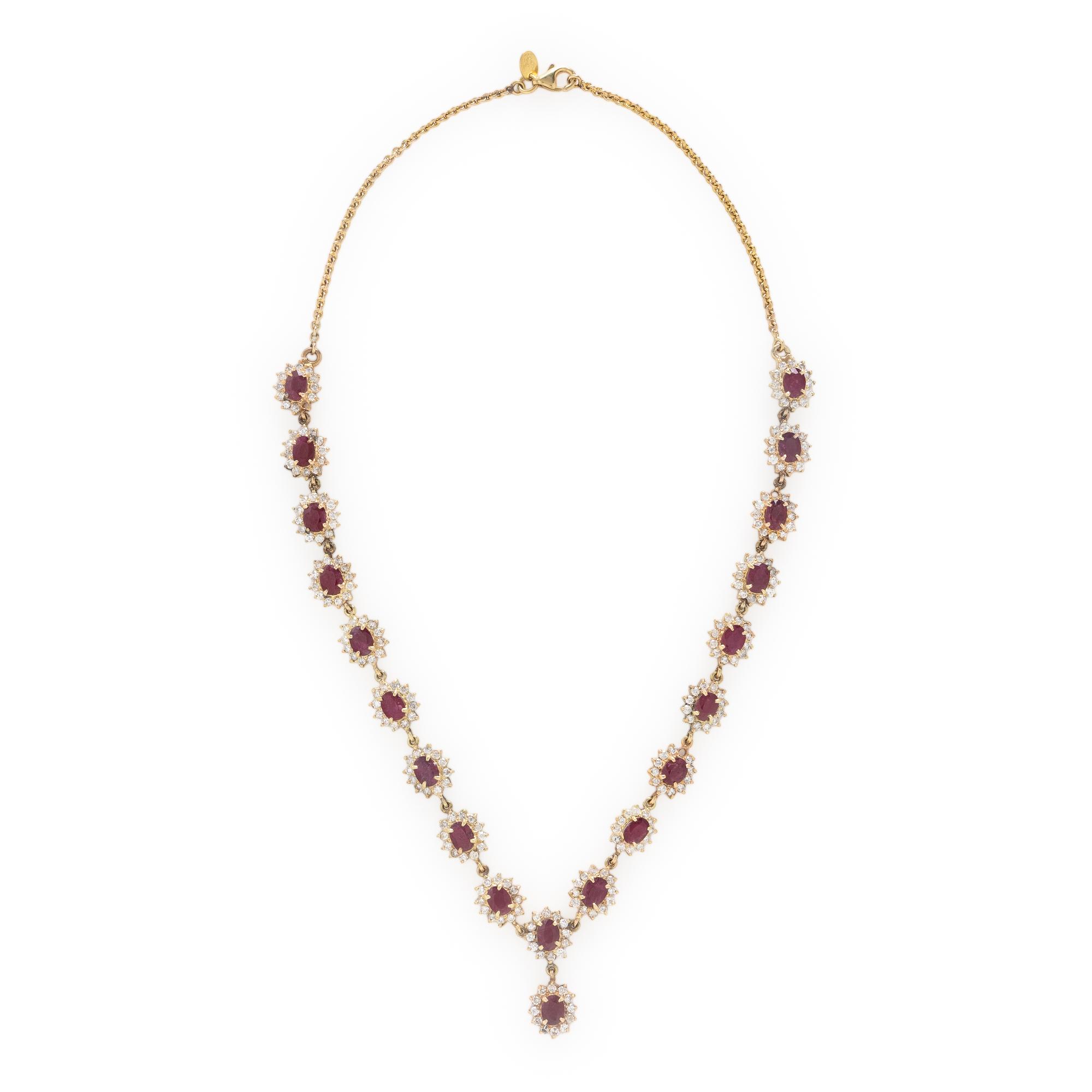 Ruby, Diamond, and Yellow Gold Necklace