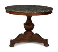 A Restauration Mahogany Marble-Top Center Table