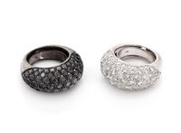 DIAMOND AND BLACK DIAMOND BOMBÉ RING SET