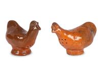 Two Jugtown Pottery Chicken Shakers