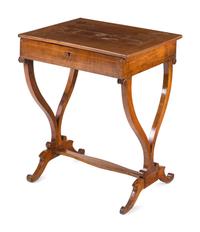 A Continental Satinwood-Inlaid Figured Walnut Side Table