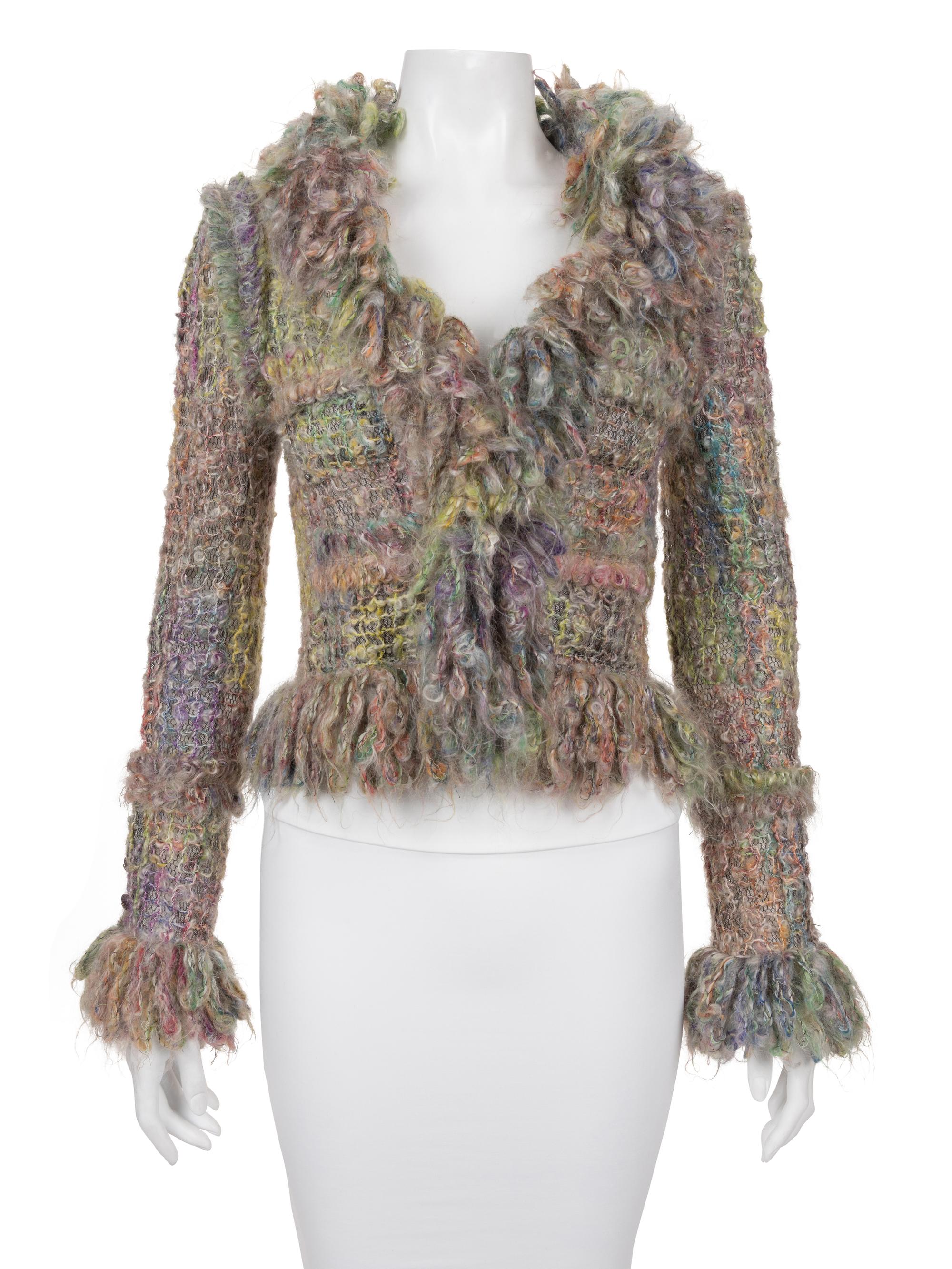 Chanel Multicolored Tweed Mohair Jacket with Scarf, Fall 2003
