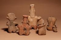 A Group of Five Pre-Columbian Terracotta Seated Figures