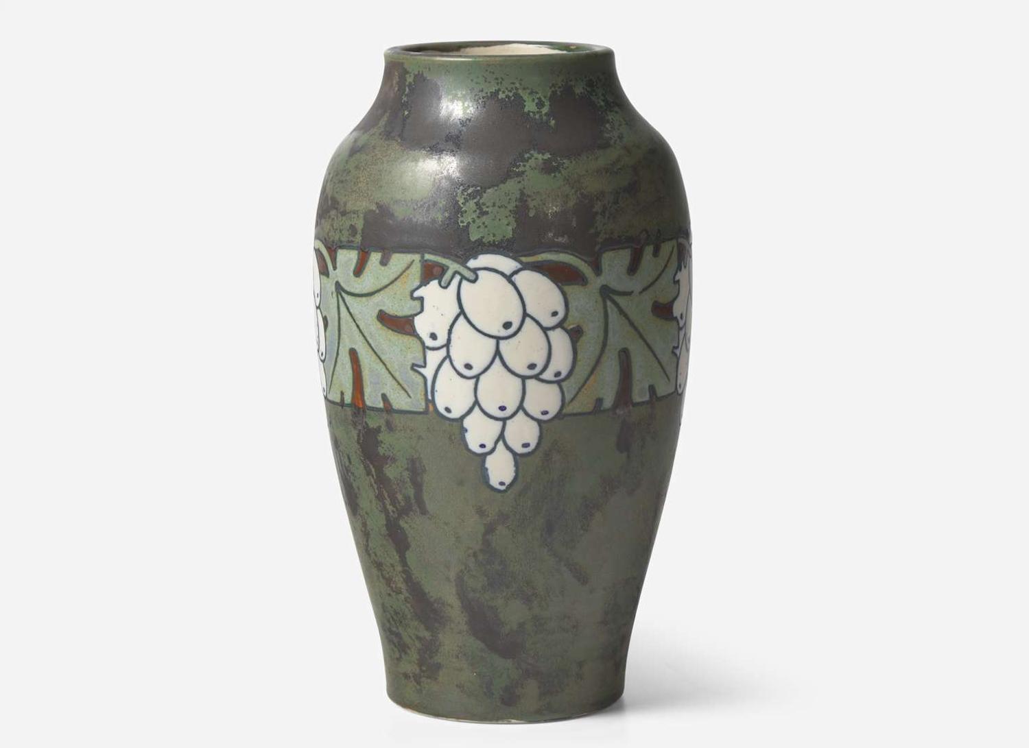 Charles Catteau for Boch Frères, Keramis Vase with Grapes