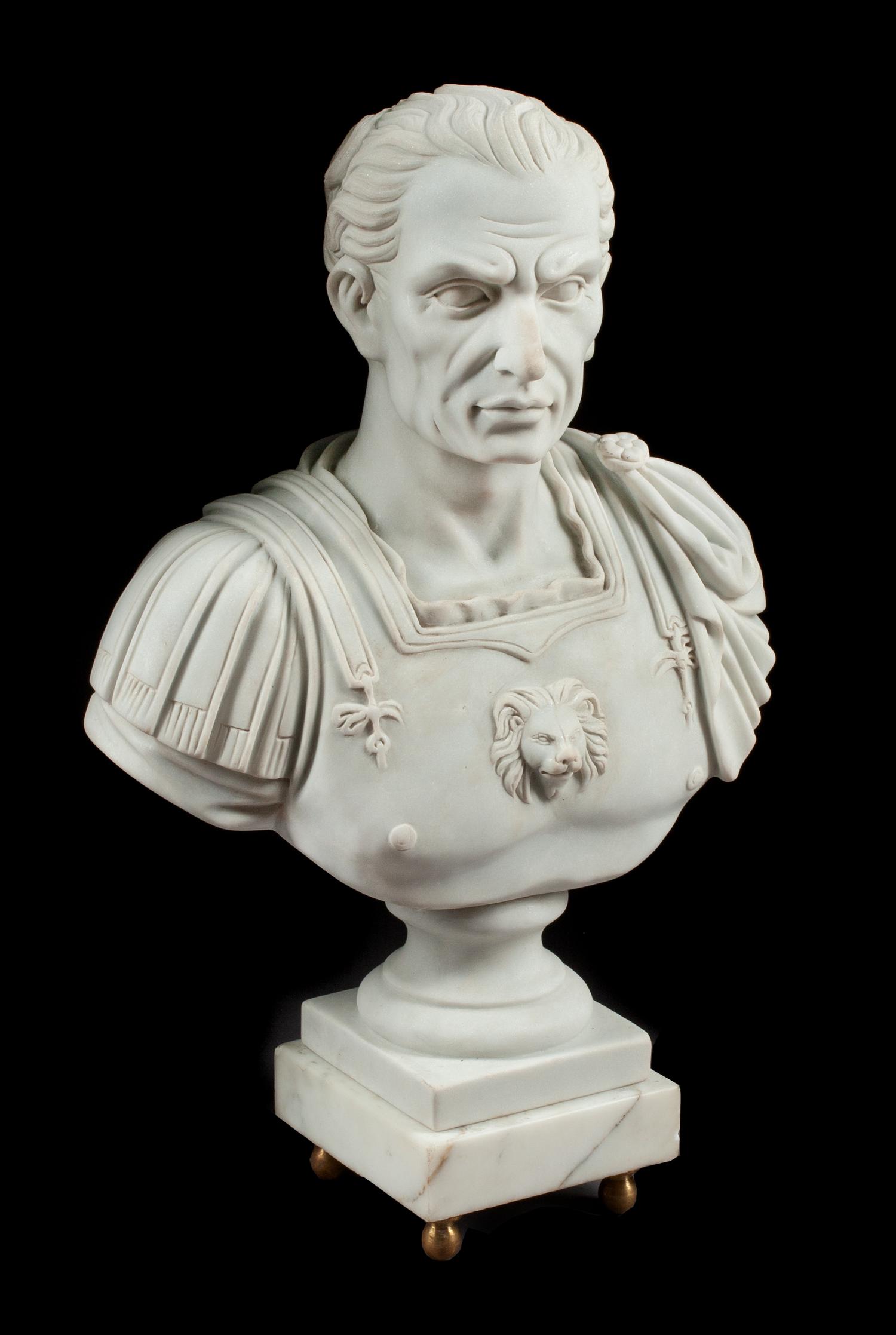 An Italian Marble Bust of a General Height 22 1/2 x width 14 inches.