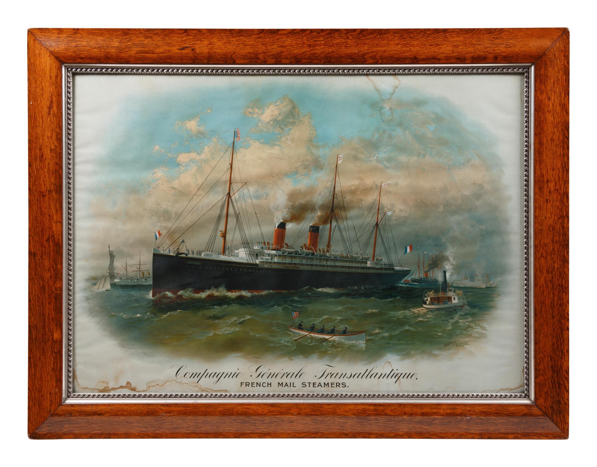 A French Transoceanic Steamship Lithograph Poster