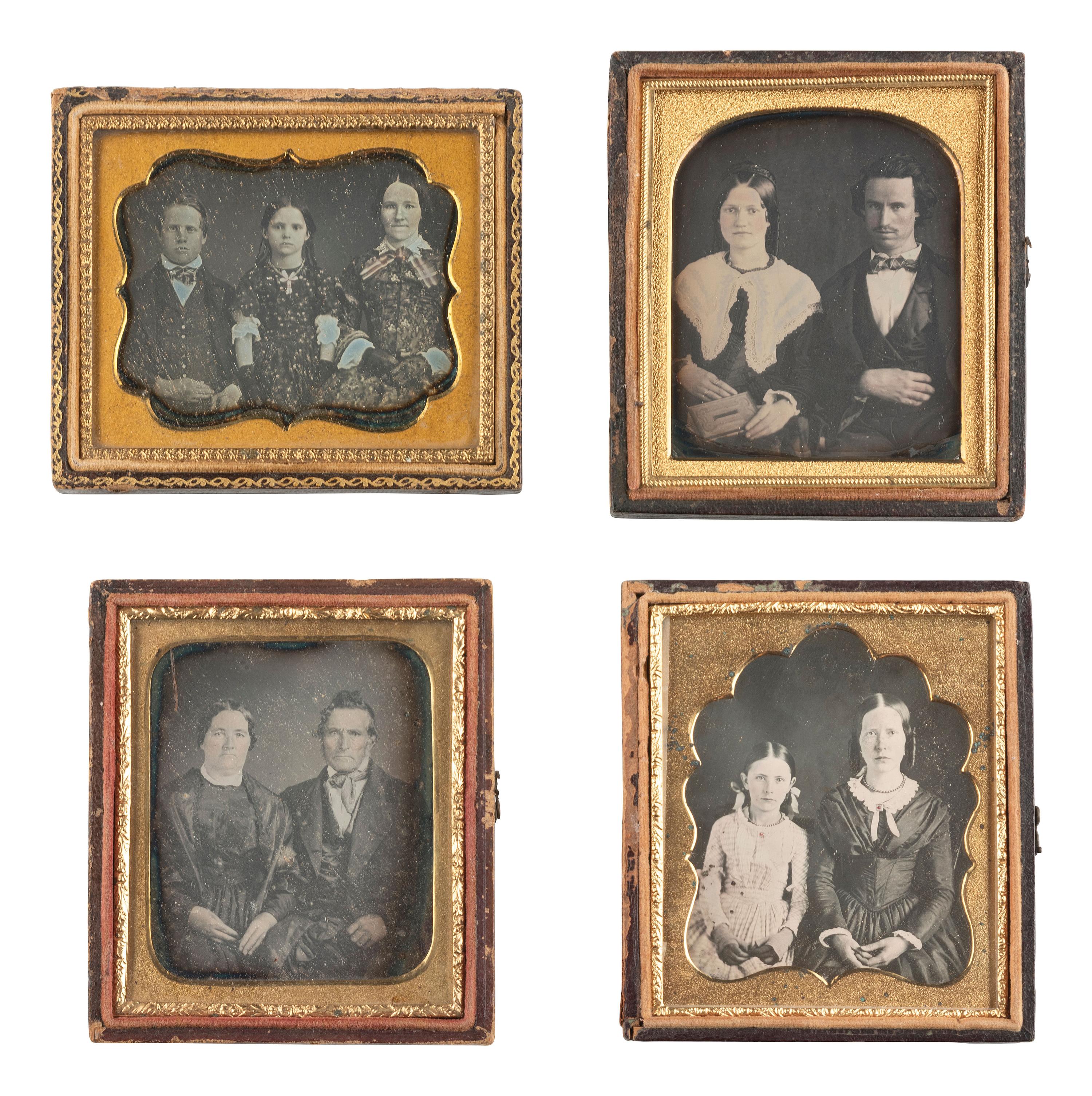 [EARLY PHOTOGRAPHY]. 14 charming cased images of family pairs and groups, mostly daguerreotypes.