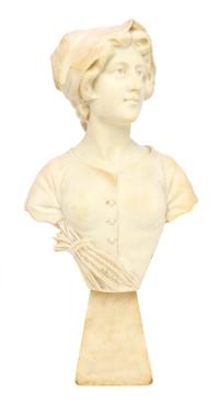 A Continental Carved Alabaster Bust, Height 16 3/4 inches.