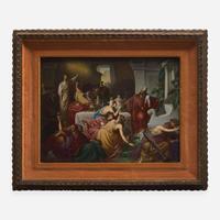 A Royal Vienna style painted porcelain plaque depicting Belshazzar's Feast late 19th / early 20th century