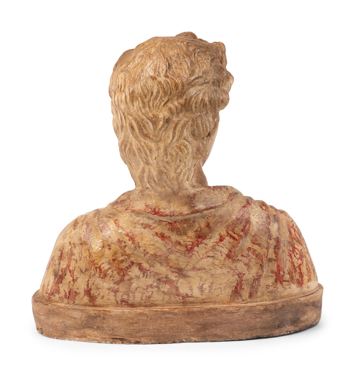 A Continental Polychrome Decorated Terra Cotta Bust