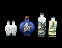Four Chinese Famille Rose Porcelain Snuff Bottles