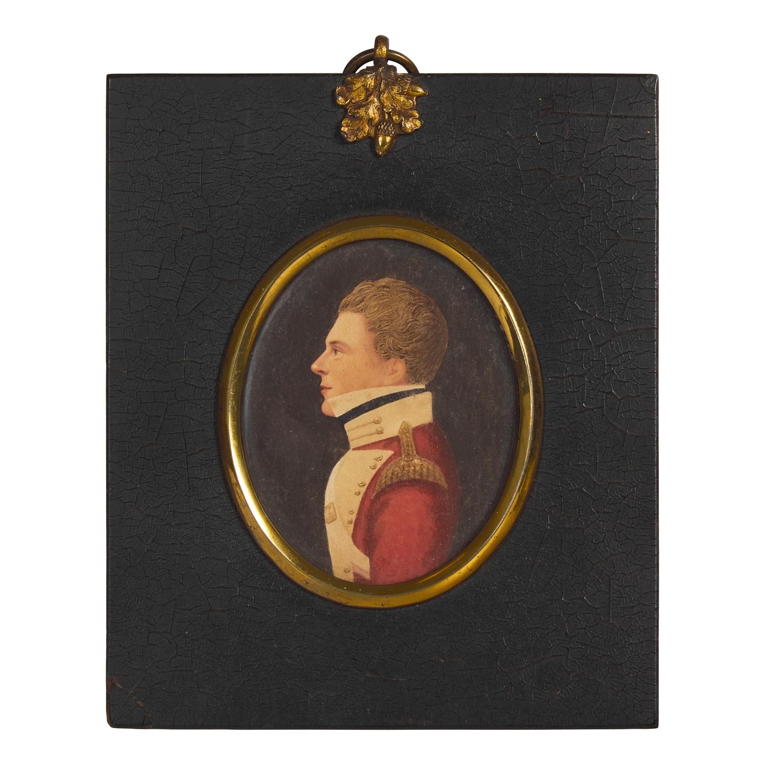 English School 19th Century, A Portrait Miniature of an Officer