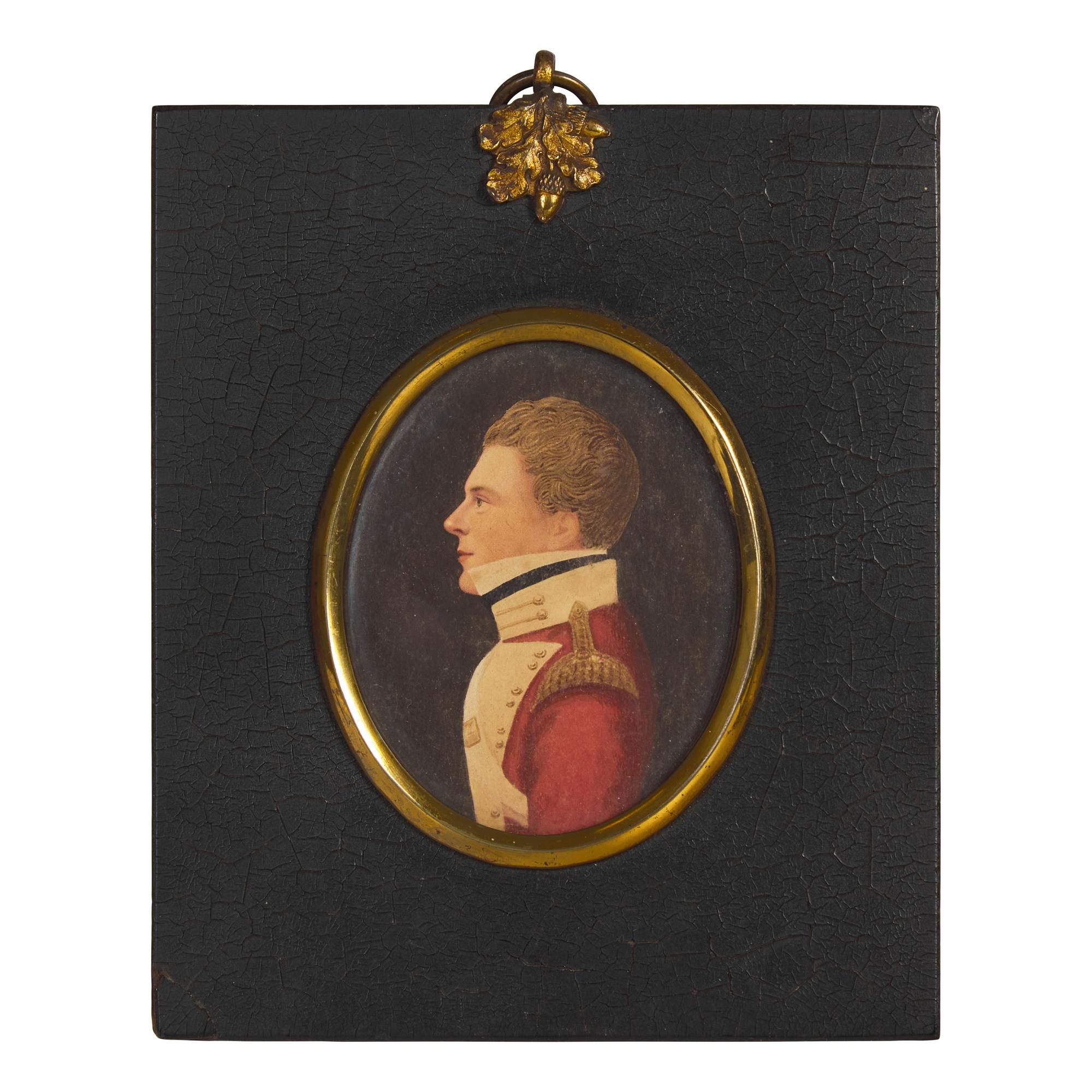 English School 19th Century, A Portrait Miniature of an Officer