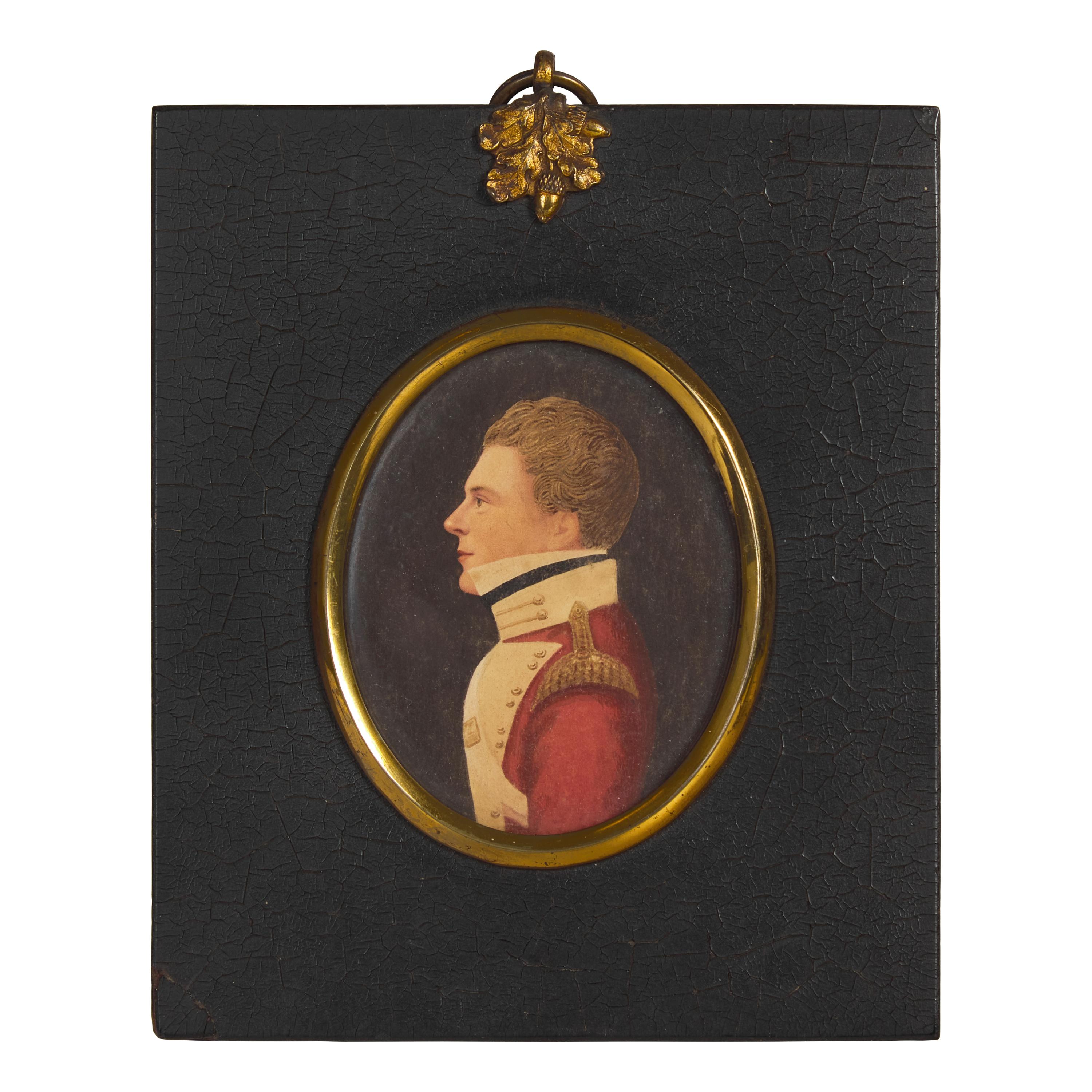 English School 19th Century, A Portrait Miniature of an Officer