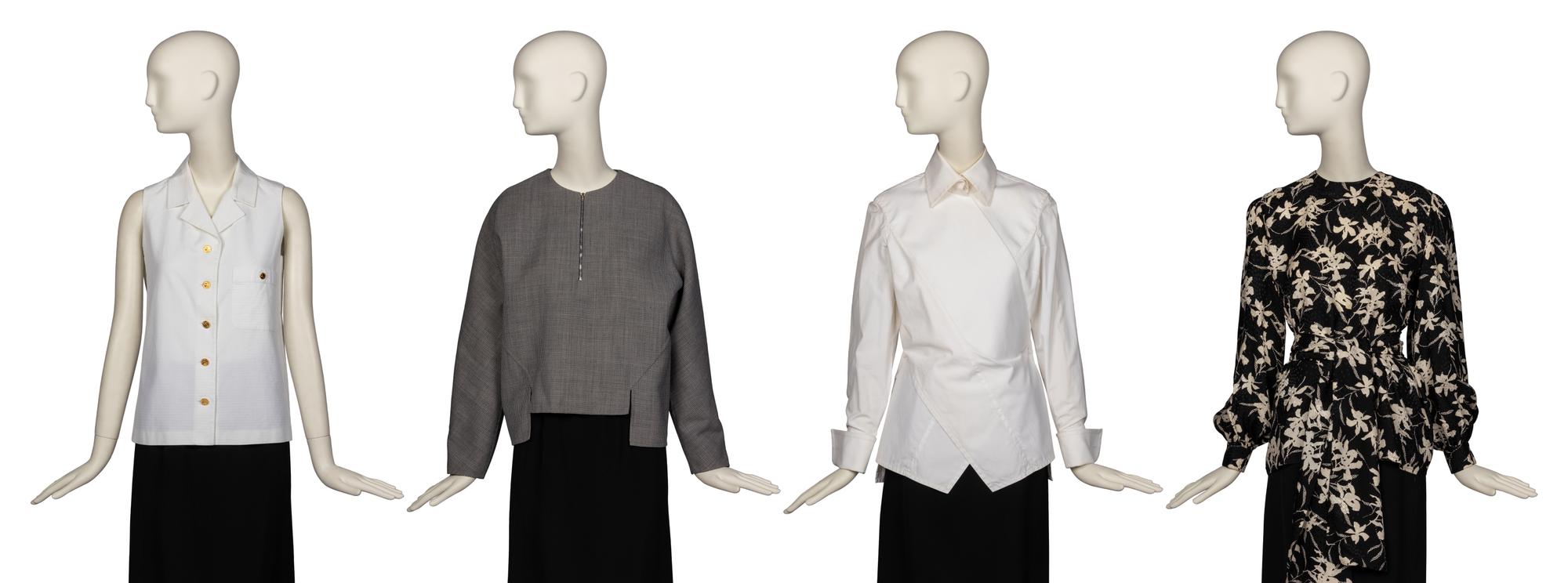 Four Designer Tops by Chanel, Geoffrey Beene, Gianfranco Ferré, and Adele Simpson