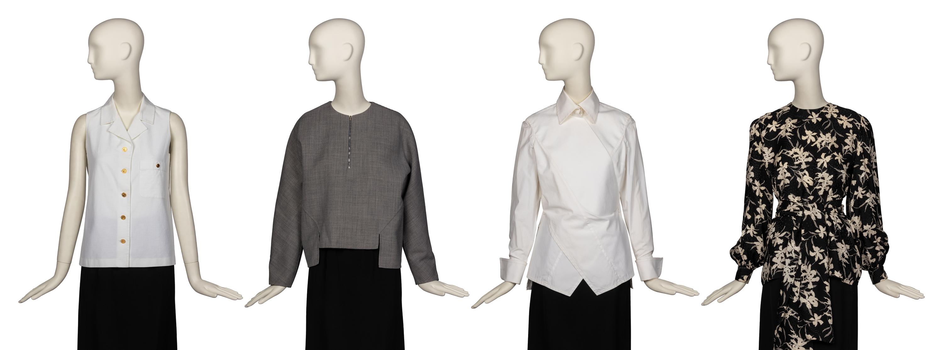 Four Designer Tops by Chanel, Geoffrey Beene, Gianfranco Ferré, and Adele Simpson