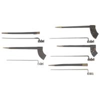 Five Civil War Era Socket Bayonets with Scabbards: 4 US and 1 English