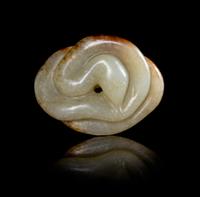 A Celadon Jade Figure of a Snake Length 2 1/4 inches.