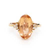 IMPERIAL TOPAZ, DIAMOND, AND YELLOW GOLD RING