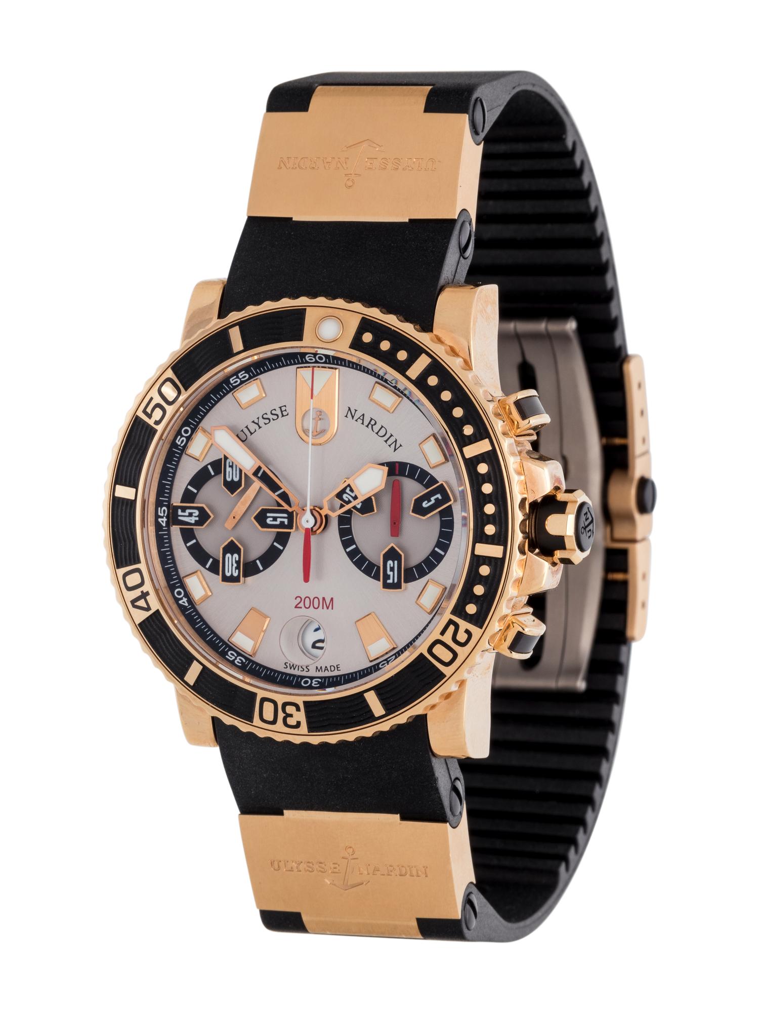 ULYSSE NARDIN, 18K PINK GOLD REF. 8006-102 'MAXI MARINE DIVER' CHRONOGRAPH WRISTWATCH