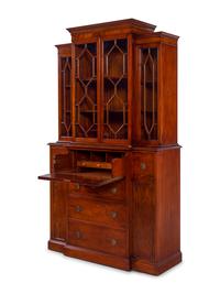 A Regency Style Mahogany Breakfront Secretary Bookcase