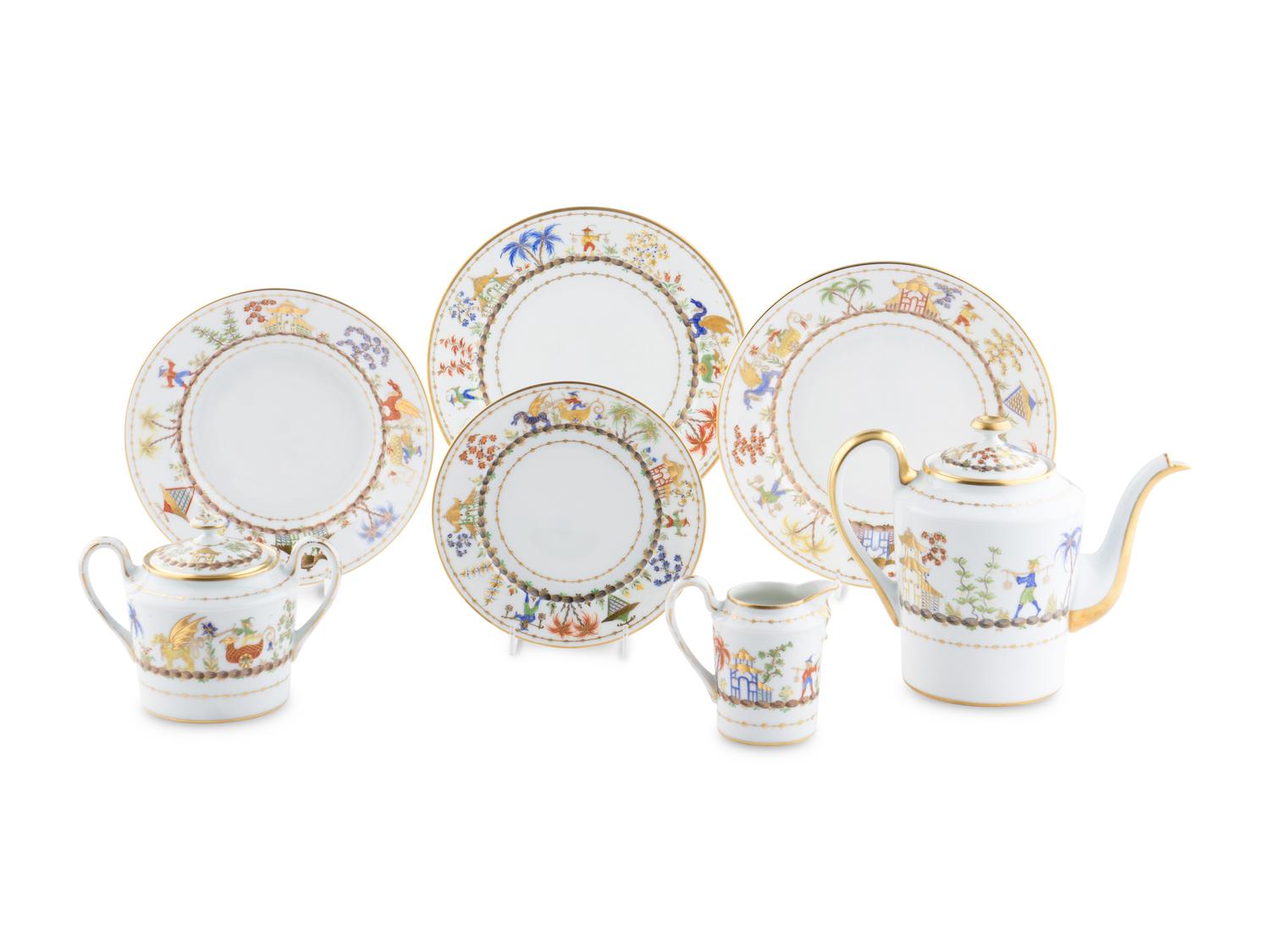 A Le Tallec Cirque Chinois Porcelain Dinner Service