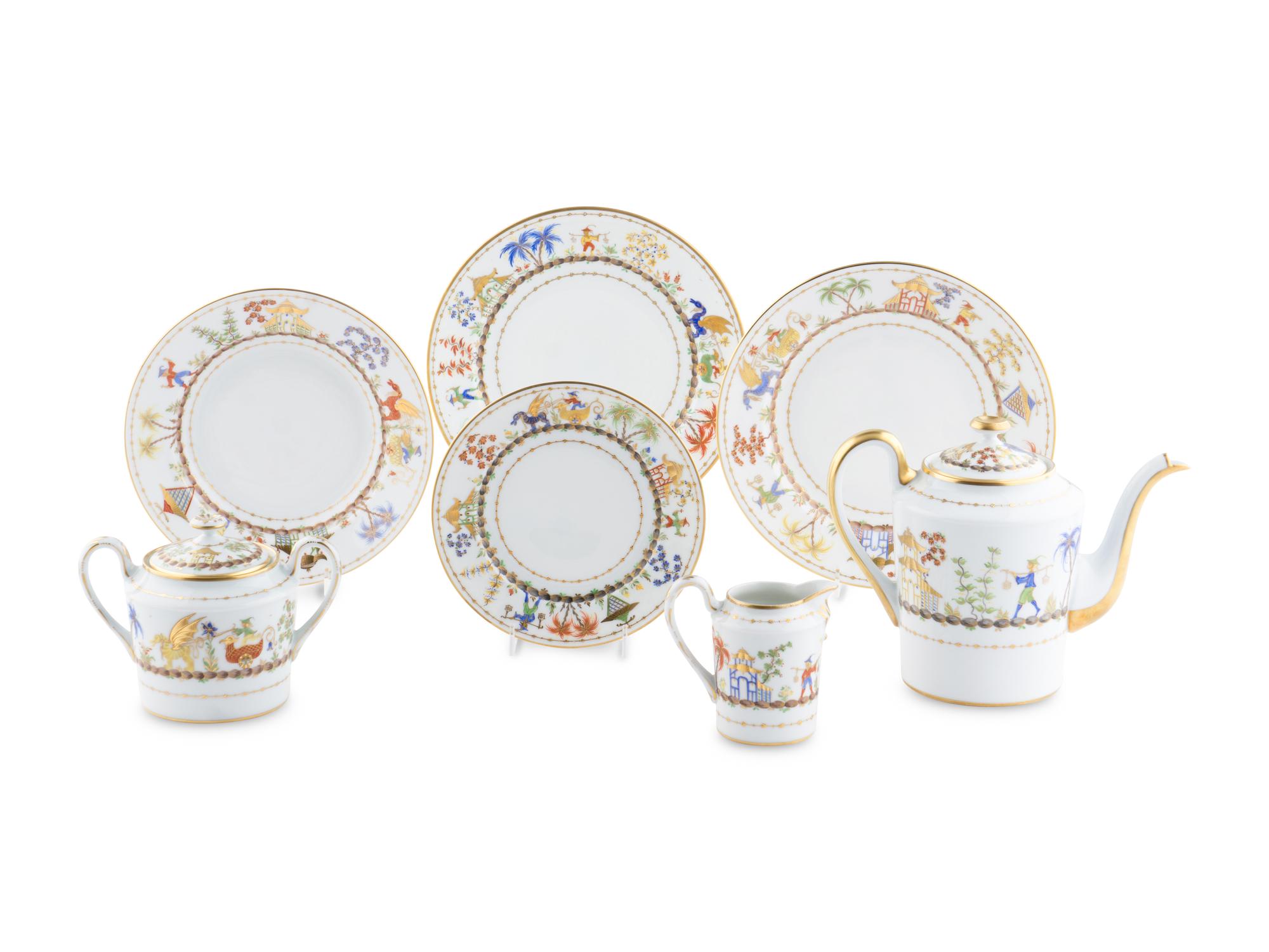A Le Tallec Cirque Chinois Porcelain Dinner Service