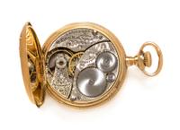 A 14 Karat Tricolor Gold and Diamond Hunter Case Pocket Watch, Elgin, Circa 1906, 22.20 dwts.