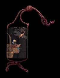 A Japanese Roiro Three-Case Inro