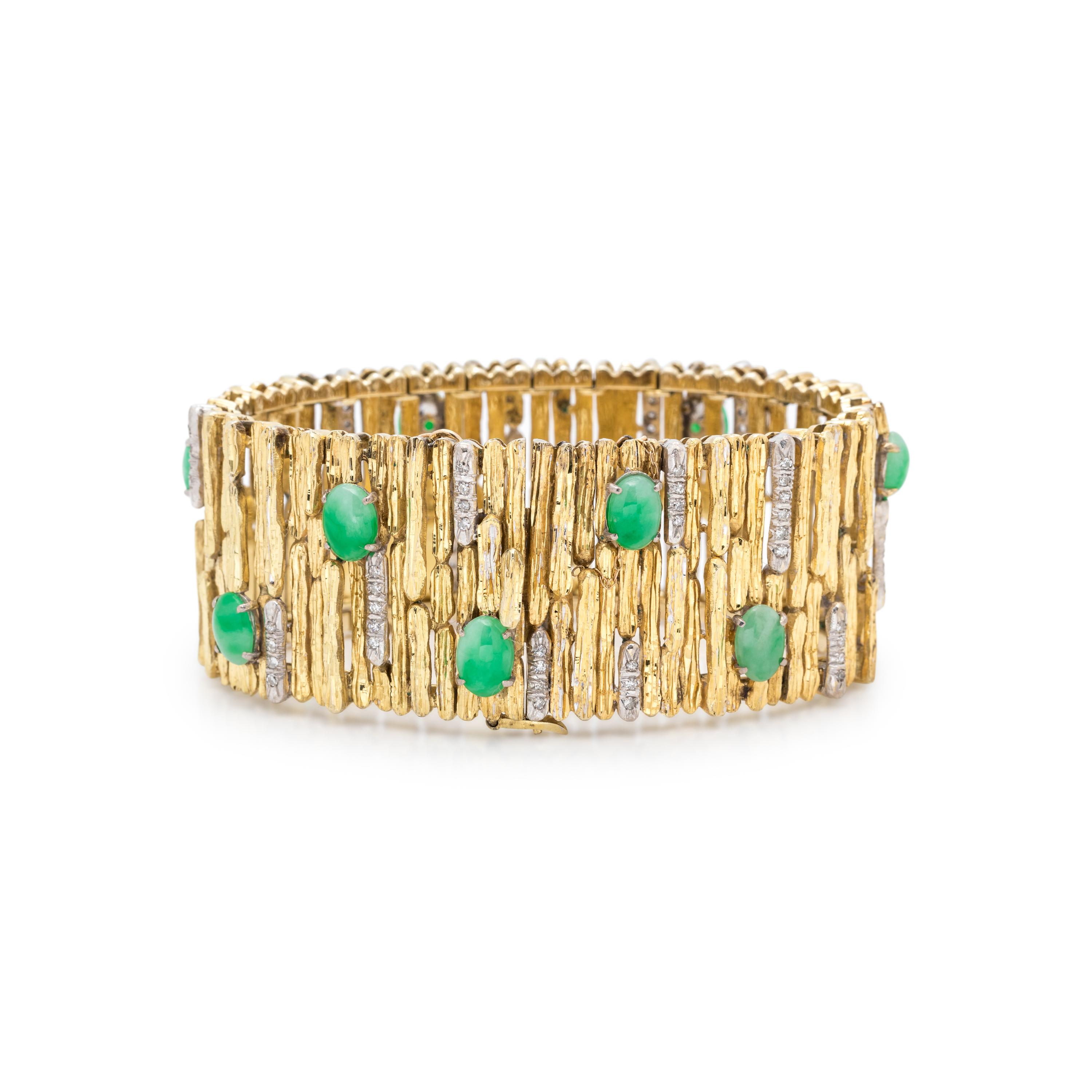 YELLOW GOLD, DIAMOND AND JADE BRACELET