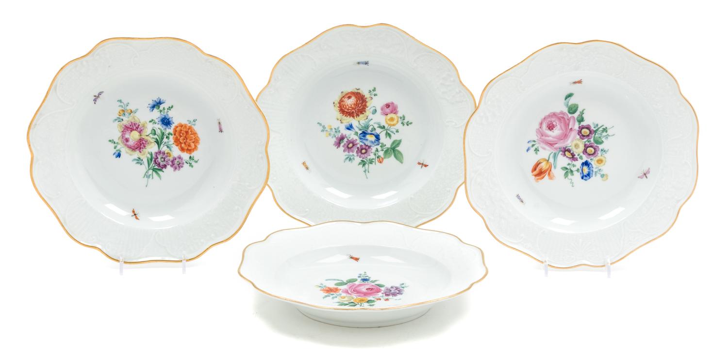 A Set of Four Meissen Porcelain Soup Plates Diameter 9 7/8 inches. — 19TH CENTURY
