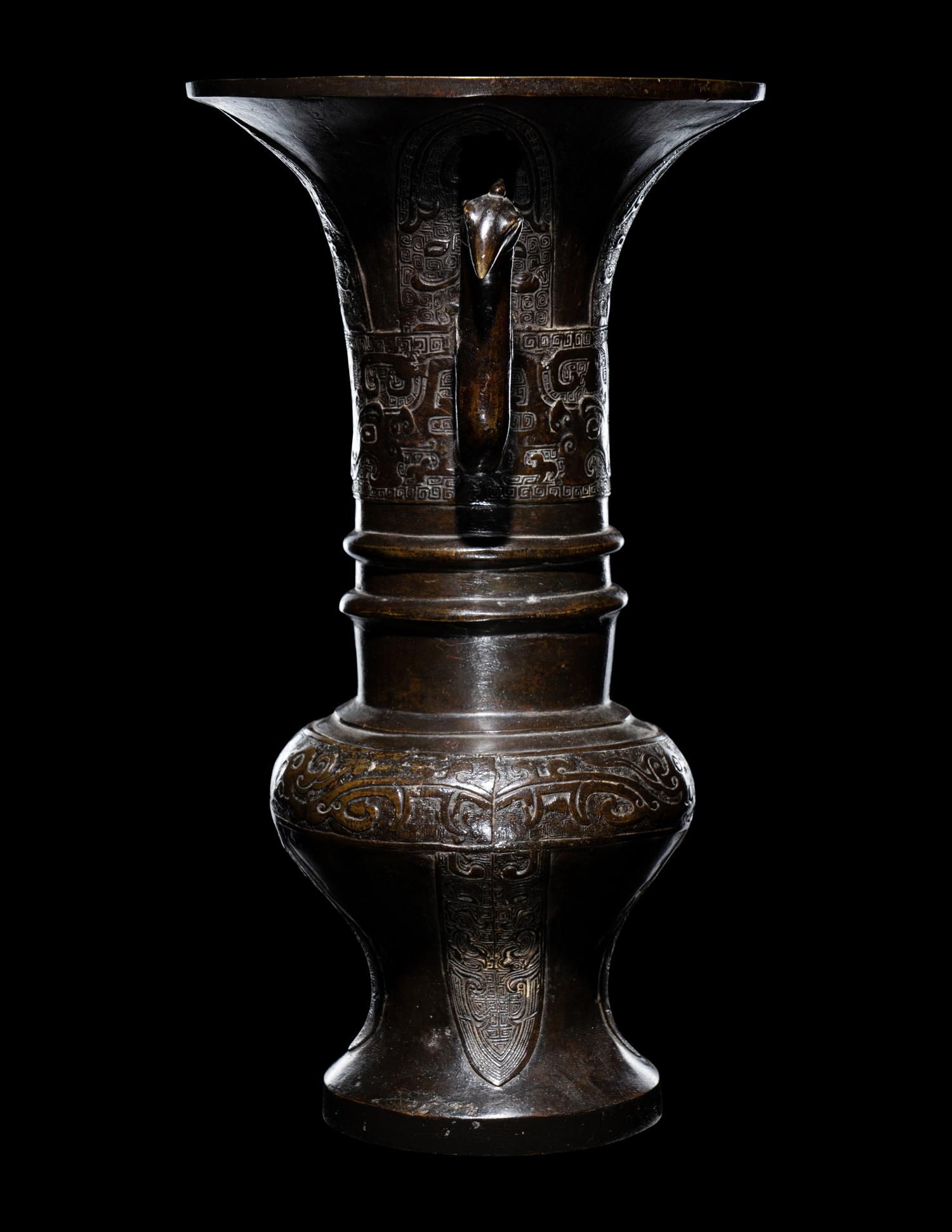 Two Japanese Bronze Vases