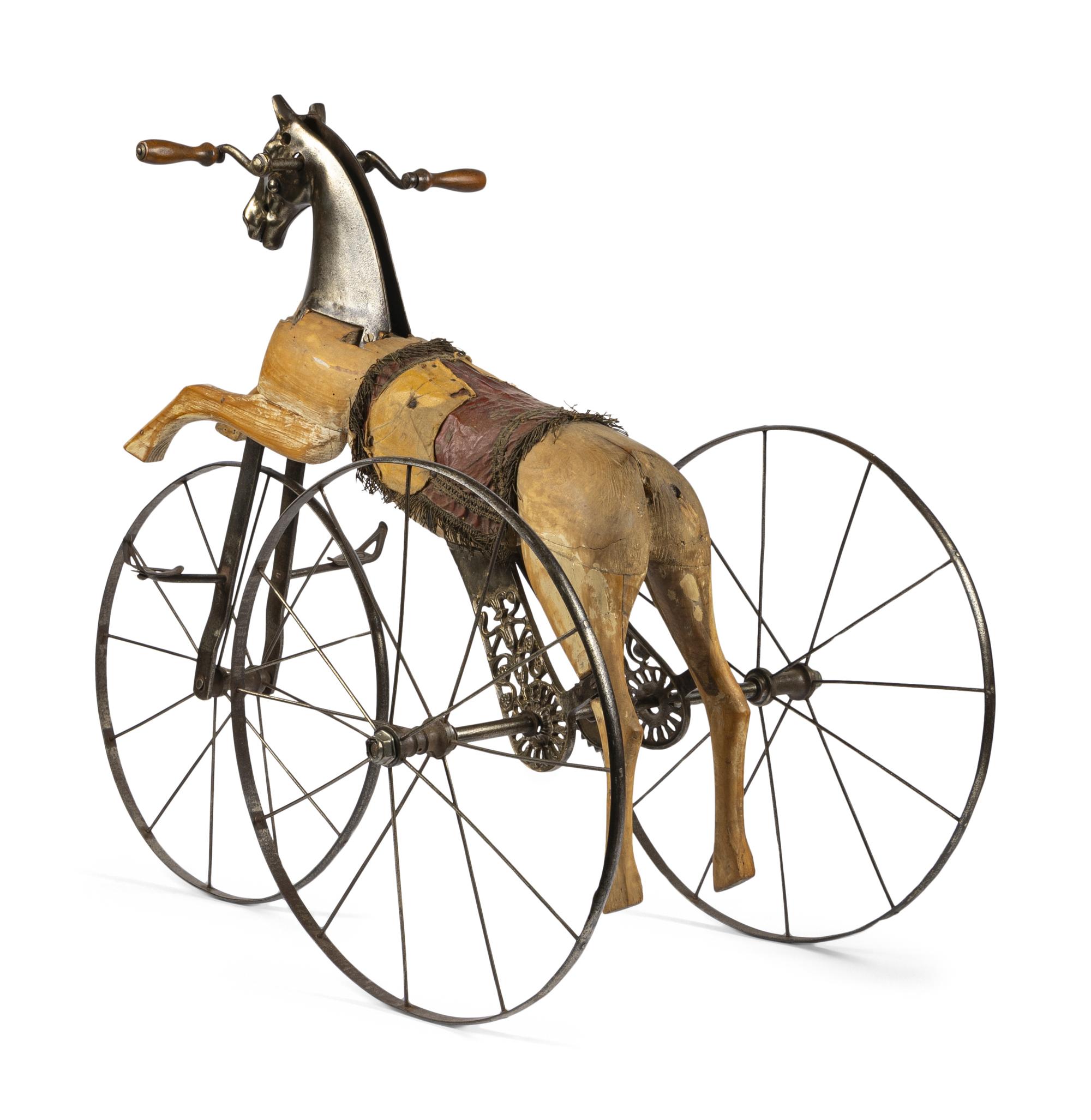 A French Oak and Steel Velocipede Attributed to Jean-Louis Gourdoux for Jugnet