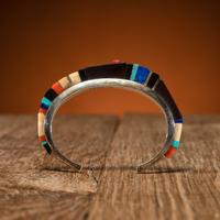 Silver and Cobblestone Inlay Cuff Bracelet