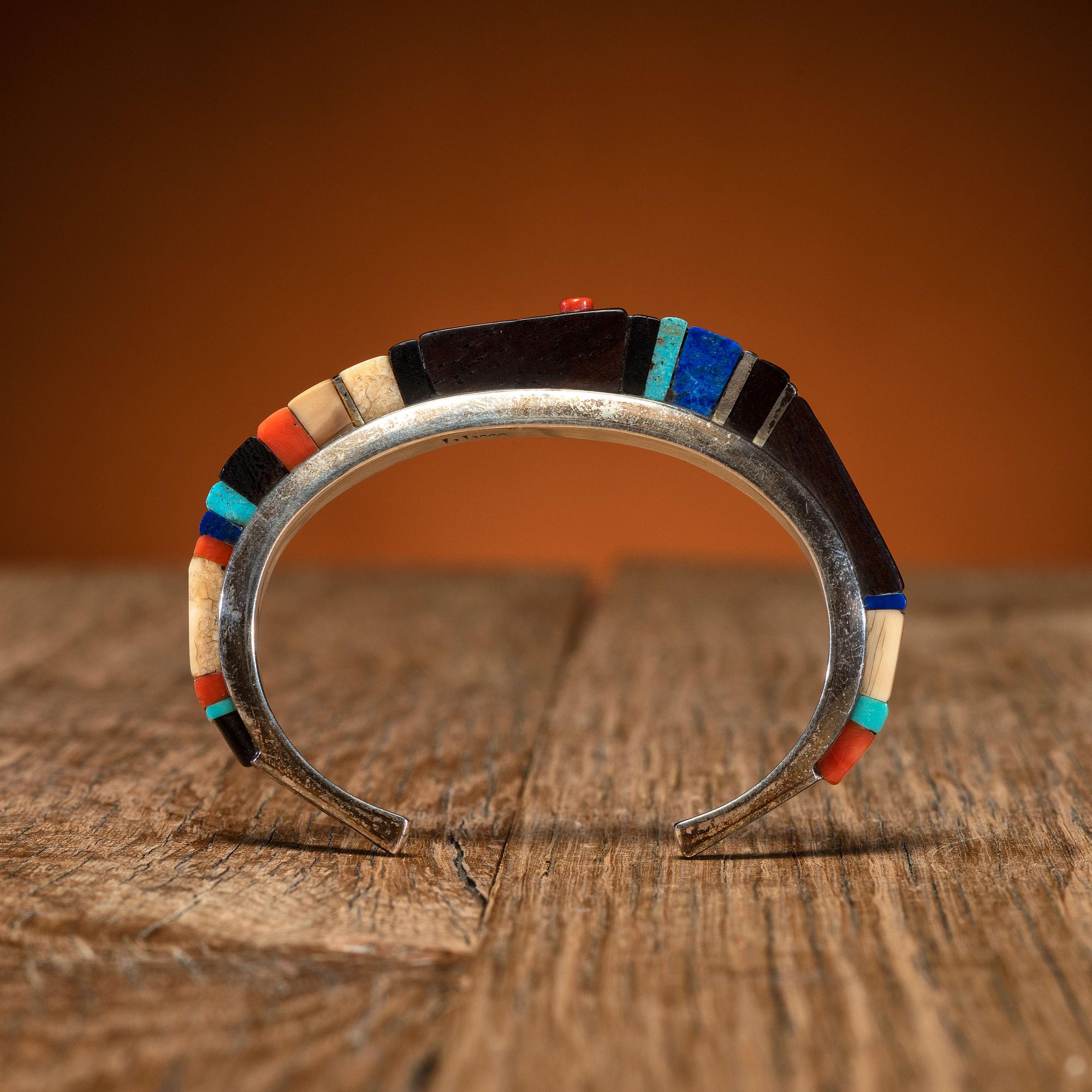 Silver and Cobblestone Inlay Cuff Bracelet