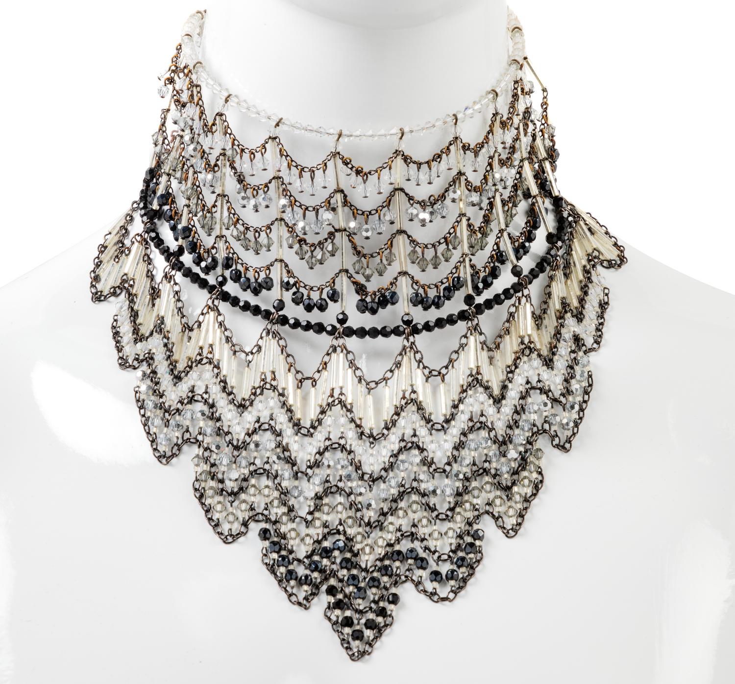 Matching Choker, Earrings, and Handbag with a Shawl, 1980-90s